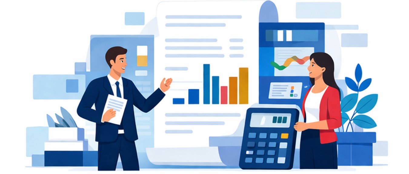 Deux professionnels analysant des donnees comptables